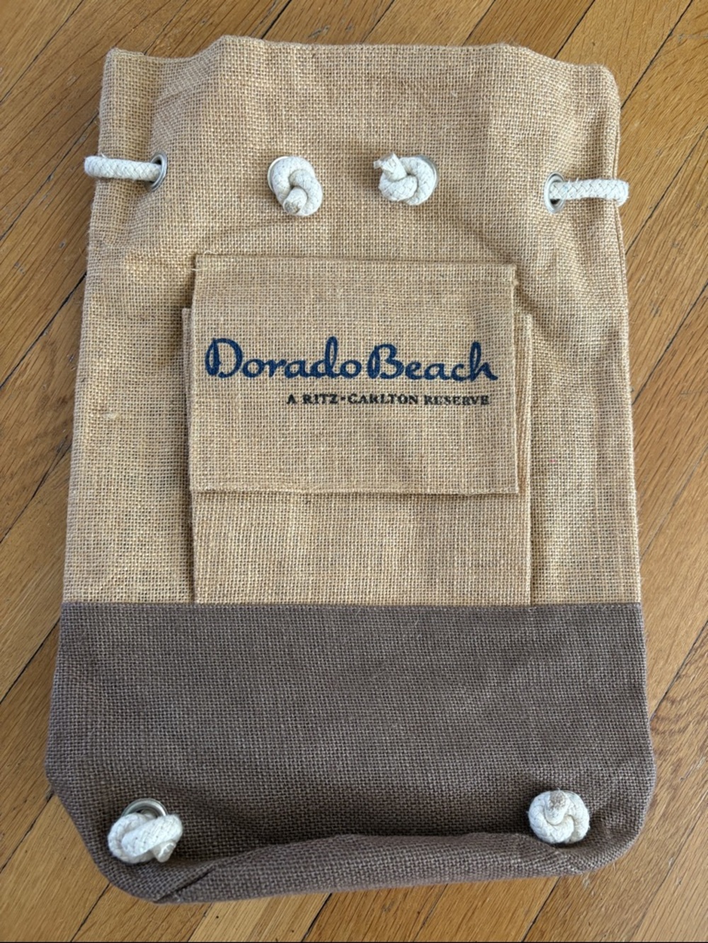 Ritz Carlton Reserve Dorado Puerto Rico Beach Canvas Drawstring Tote Bag